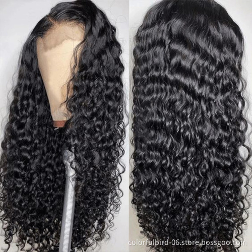 Deep Wave Frontal Wig Transparent Lace Wigs deep Lace Front Human Hair Wigs 4*4 lace Brazilian human hair